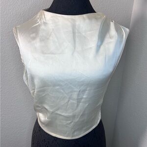 Sincerely Jules Satin Like High Neck Tank Top Ivory Size Small